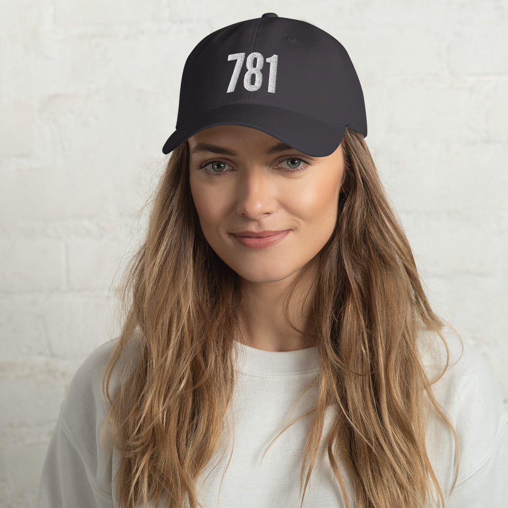 navy hat with "781" in white embroidery