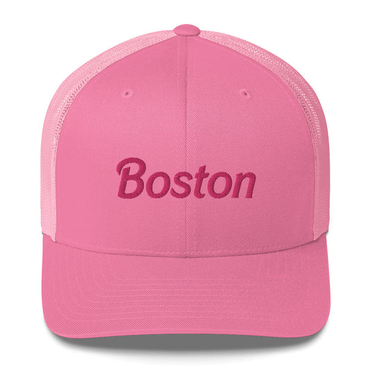 Pink Boston Trucker Hat