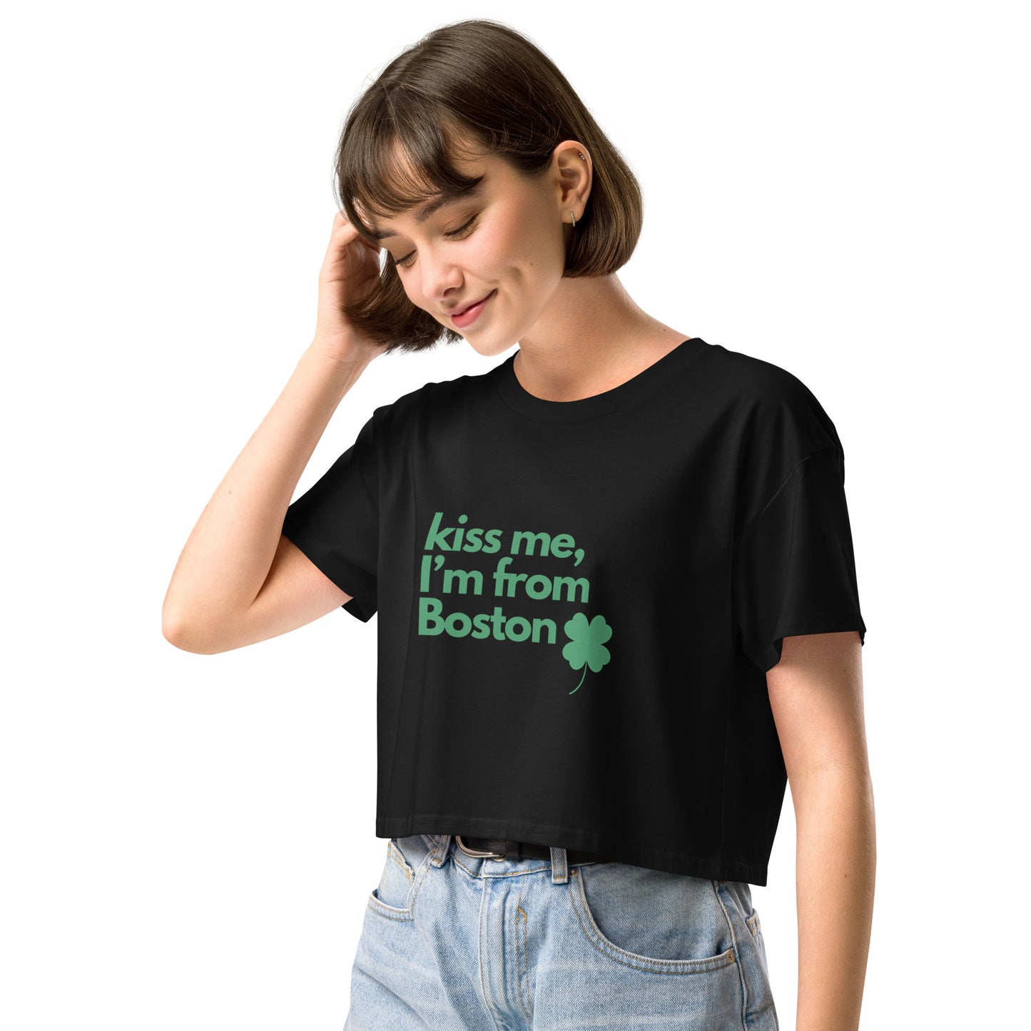 Kiss me, I'm from Boston Women’s crop top