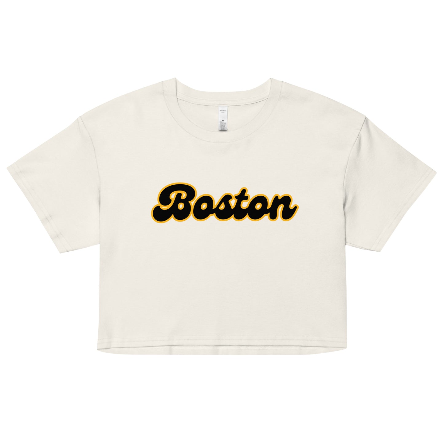 Retro Black and Gold Boston Crop Top